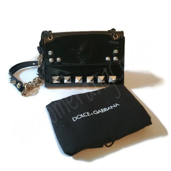 Dolce & Gabbana Handbags - Dolce & Gabanna Patent-Leather Studded Evening Bag